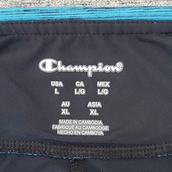 ⭐️3/ $30⭐️ Champion Women's Cropped Activewear Leggings Blue Black Stretch Sz L - Picture 9 of 13